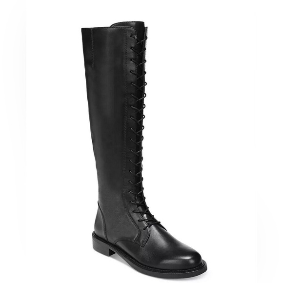 Sam Edelman Women's Nance Tall Lace Up Leather Boots Black US 7 M - Picture 1 of 13